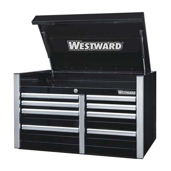 WESTWARD Top Chest, 8 Drawer, Black, Steel, 42 in W x 26 in D x 25 in H