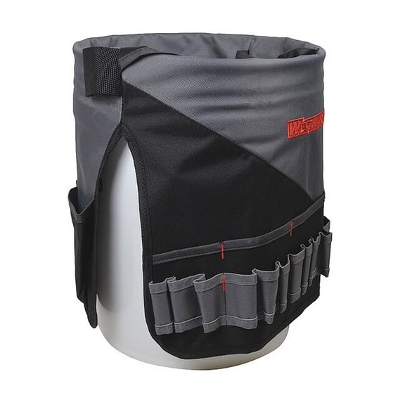 Westward Bucket Tool Organizer, Gray, Polyester, 30 Pockets 32PJ50