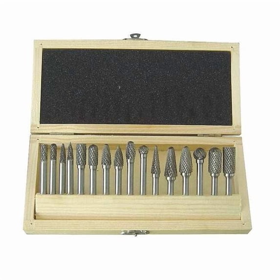 Westward Carbide Bur Set,Dbl Cut,1/4",16pcs 2LYT1