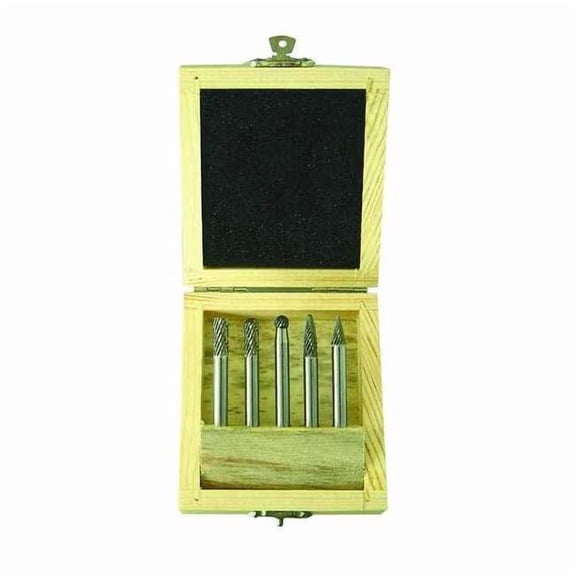 Westward Carbide Bur Set,Dbl Cut,1/4",5pcs 2LYT3