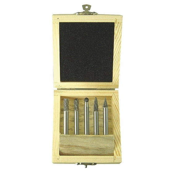 Westward Carbide Bur Set, Dbl Cut, 1/4 in, 5 Pcs CA3