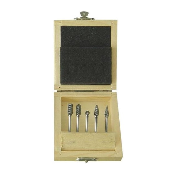 Westward Carbide Bur Set,Dbl Cut,1/8",5pcs 2LYT5