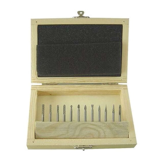 Westward Carbide Bur Set,Single Cut,1/8",12pcs 2LYR7