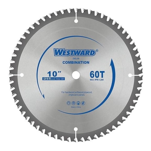 Westward 10",60-Teeth Circular Saw Blade 24EL99