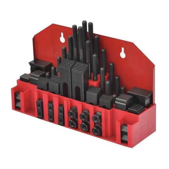 Westward Clamping Kit,1/2"T-Slot,3/8"-16Stud,54pc 19T328