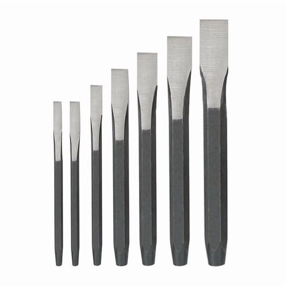 Westward Cold Chisel Set, 1/4 To 7/8 in, Steel, 7 Piece 2AJA6