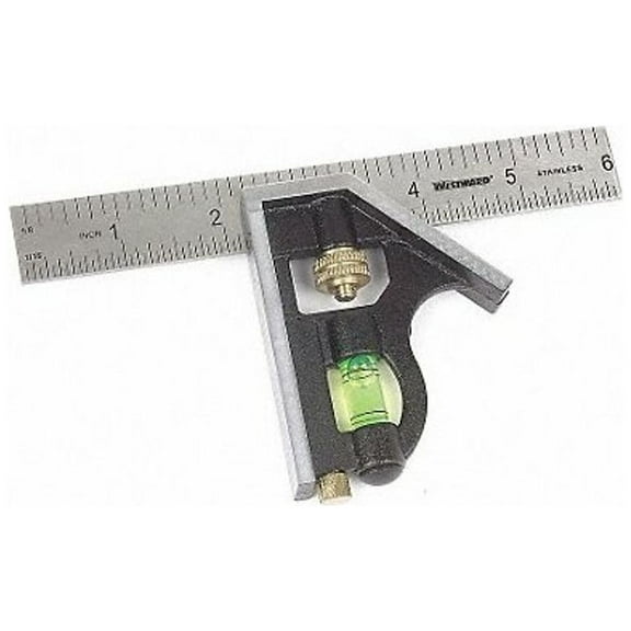 Westward Combination Square,6",Black,Zinc 4MRX3