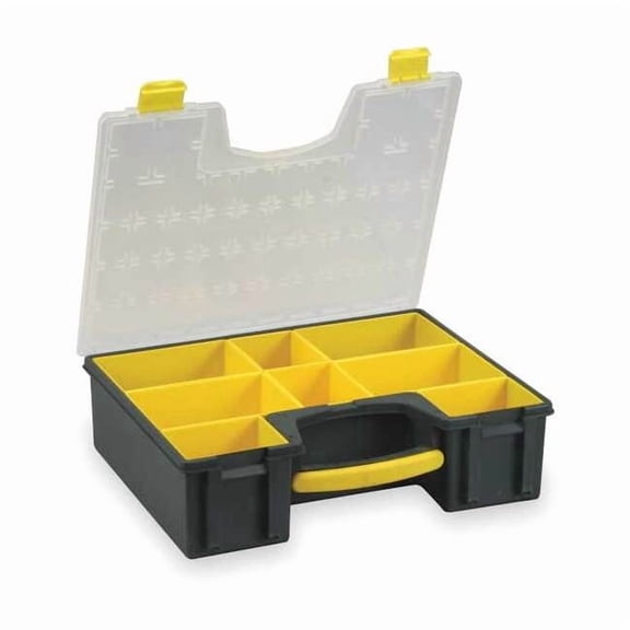Westward Compartment Box,Black/Yellow,4 1/2 in 2HFT2