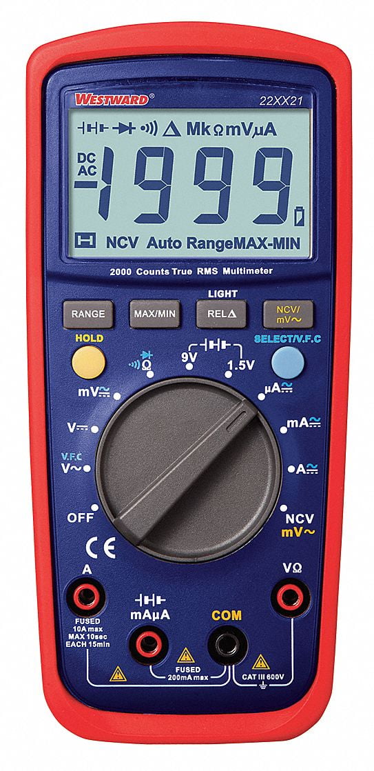 Westward Digital Multimeters,20 Ohms,2000 Counts  22XX21