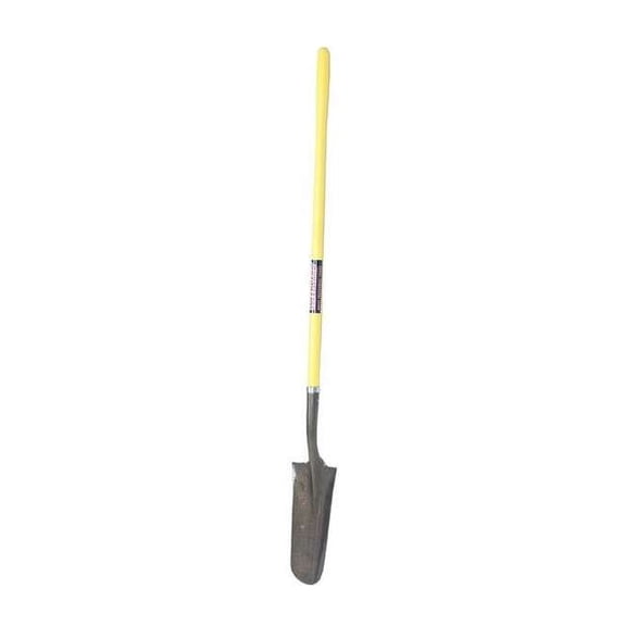 14 ga Drain Spade Shovel, Steel Blade, 46-3/4 in L Yellow Fiberglass Handle