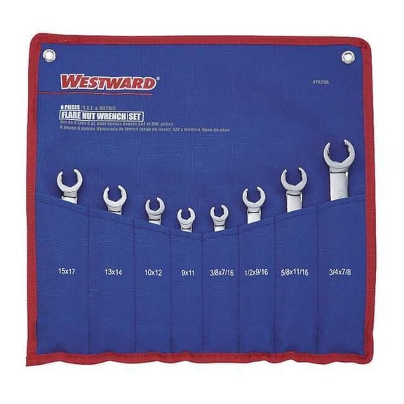 Westward Flare Nut Wrench Set,8 Pieces,6 Pts 4YR29