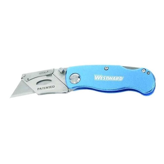 Westward Folding Retractable Clip-Point Utility Knife, Aluminum 1YJD6