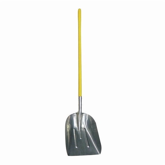 No. 10 16 ga Scoop Shovel, Aluminum Blade, 48 in L Yellow Fiberglass Handle 4LVR5