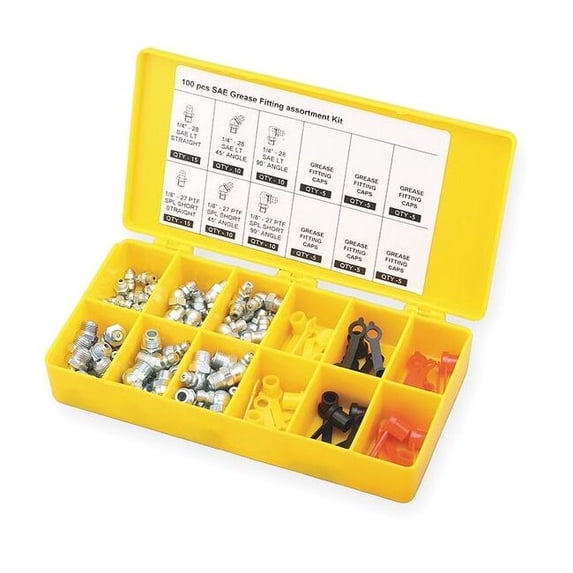 Grease Fitting And Cap Kit,SAE,100 PC 3APF4