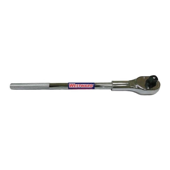 Westward 3/4" Drive 24 Geared Teeth Pear Hand Ratchet, Chrome 45J214