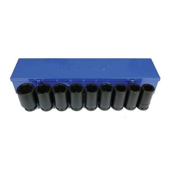 Westward 3/4" Drive Impact Socket Set, Metric, 9 pcs 21WL54