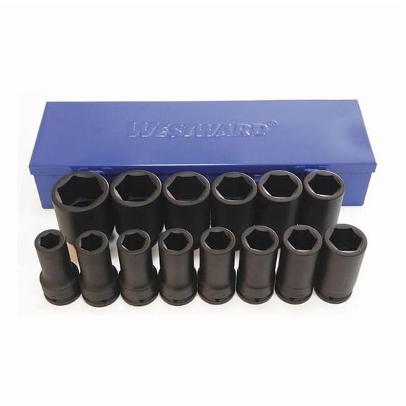 Westward 3/4" Drive Impact Socket Set, SAE, 14 pcs 35HU98