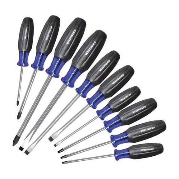 Westward Mag Tip Screwdriver Set, NmPcs10 401L82