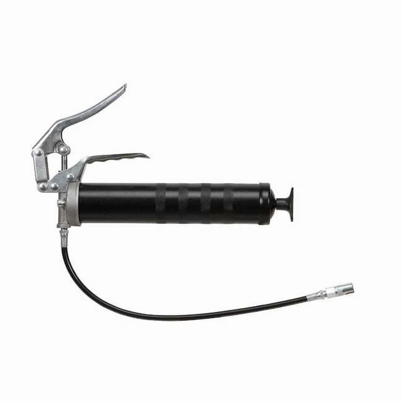 Manual Grease Gun, Pistol-Grip Handle, Cartridge Load, Flex Nozzle, Fixed Stroke, 56 Strokes per Oz