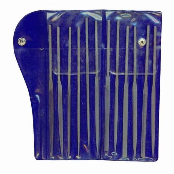 Westward Needle File Set,2 Cut,5.6 In,12 Pc 10Z659