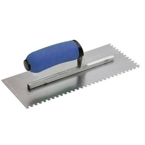 Westward Notched Trowel, 11 x 4-1/2, Steel, Handle: PP/TPR 13P548