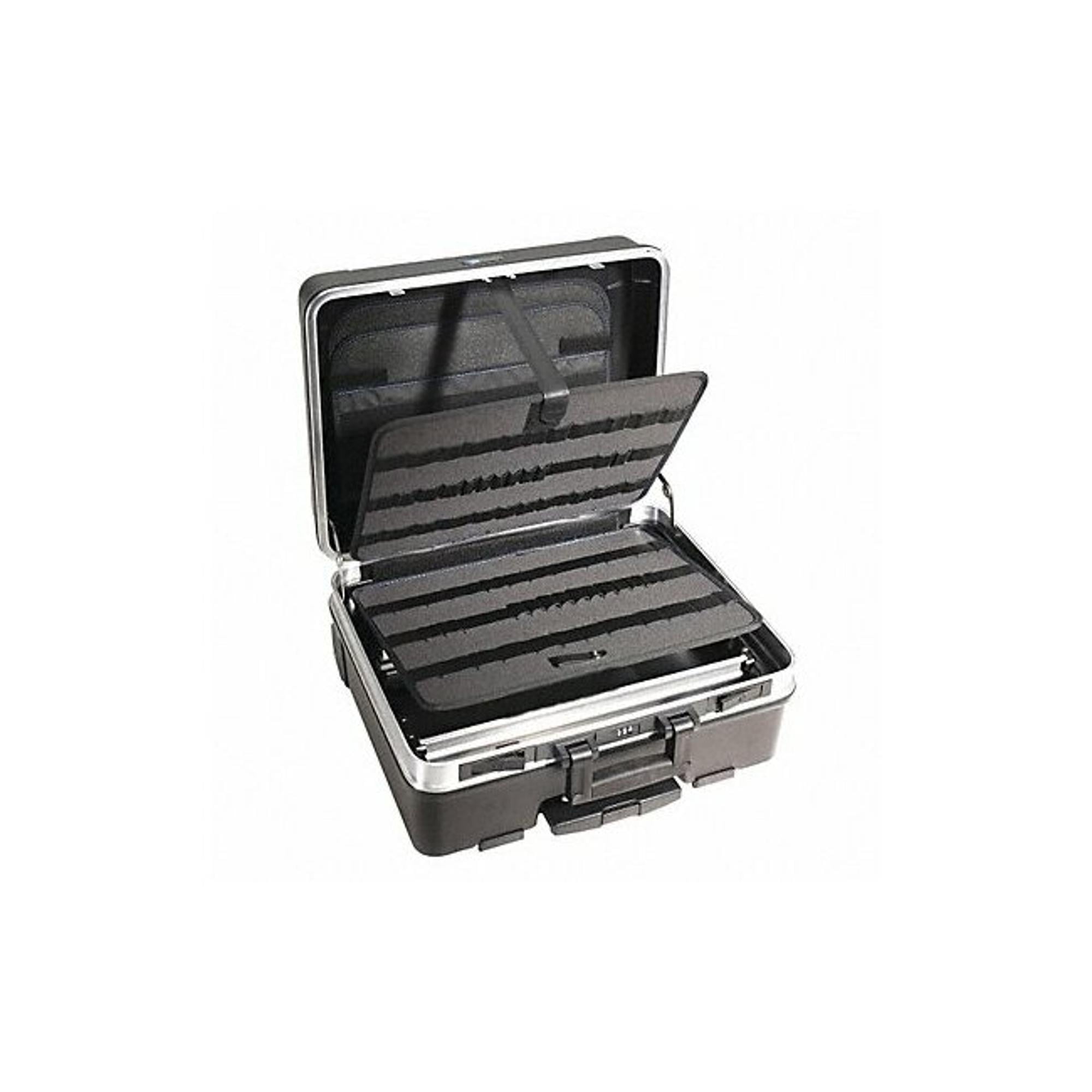Black Gloss Plastic Tool Case with Aluminum Frame and Combination Lock