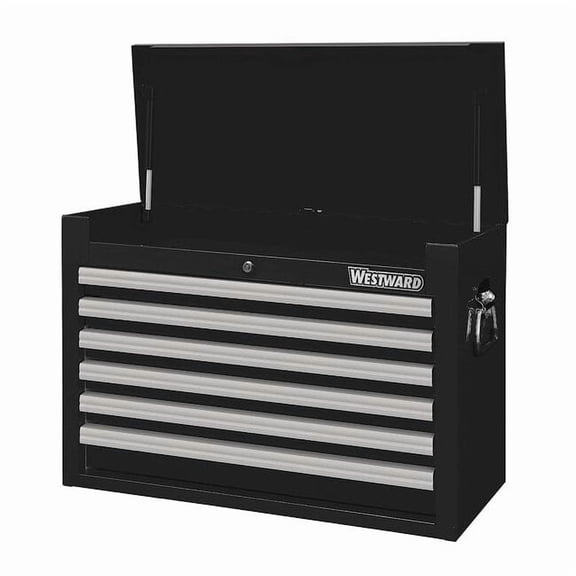 WESTWARD Top Chest, 6-Drawers, Powder Coated Black, 26" W x 16.5" D x 18.5" H