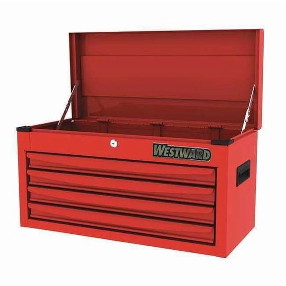 WESTWARD Top Chest, 4 Drawer, Red, Steel, 26 in W x 12 in D x 14 in H