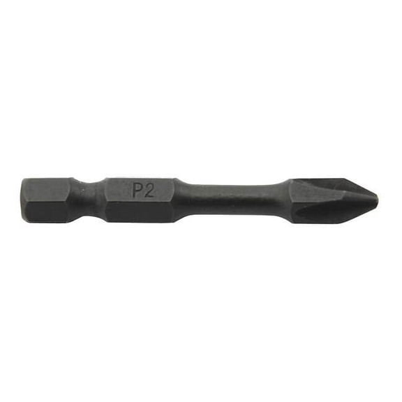 Westward Power Bit,SAE,1/4",No 2,2",Steel,PK5 38RV97