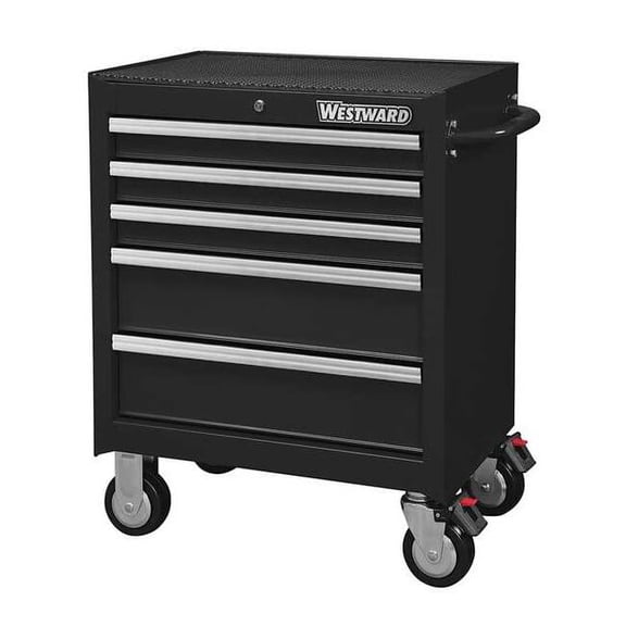 WESTWARD Rolling Tool Cabinet, 7-Drawers, Gloss Black, 27" W x 19" D x 39.5" H