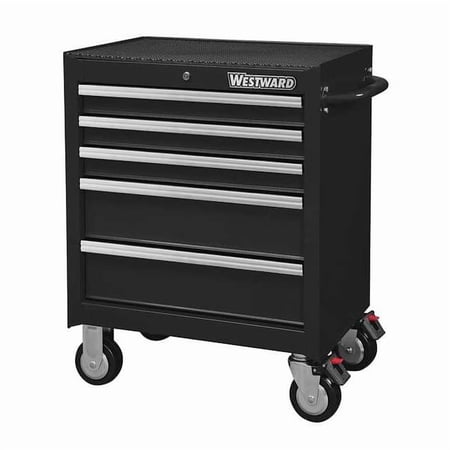 WESTWARD Rolling Tool Cabinet, 7-Drawers, Gloss Black, 27" W x 19" D x 39.5" H