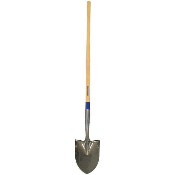 Westward Round Point Shovel, 48 In.Handle, 14 ga. - 1WG31
