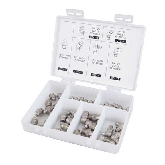 Westward SS Grease Fitting Assortment,SAE 5NUF1