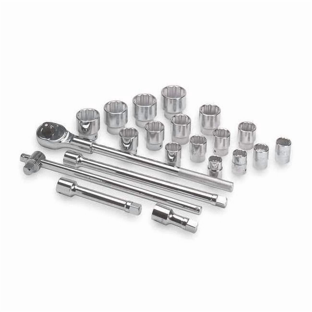 3/4" Drive Socket Wrench Set SAE 21 Pieces 19 mm to 50 mm , Chrome 4YP83