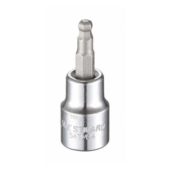 Westward 3/8 in Drive Ball Hex Socket Bit SAE 3/16 in Tip, 1 7/8 in L 54TM44
