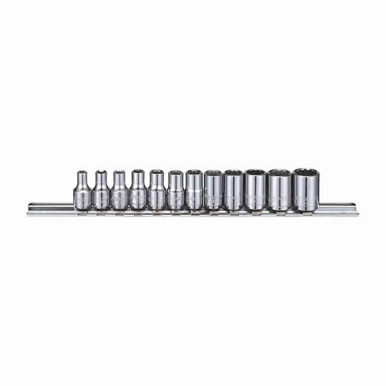 Westward Socket Set, 1/4 in, Hand, Metric, 12 53PN31