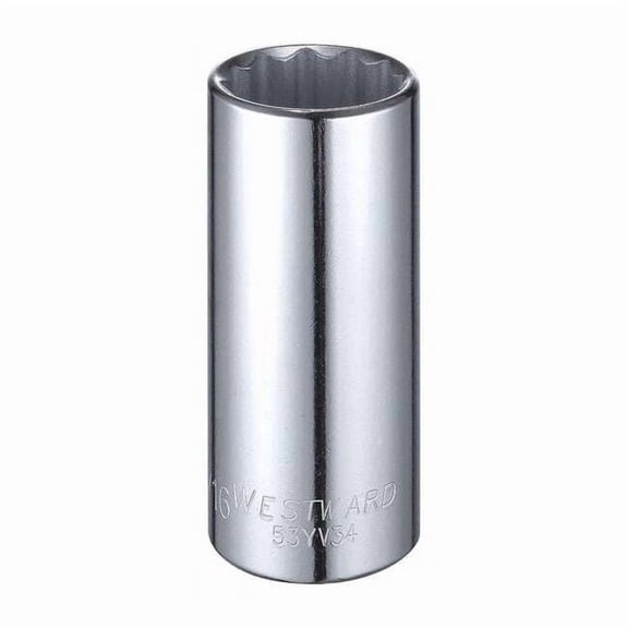 Westward Socket, Steel, Chrome, 1 1/16 in 53YV34