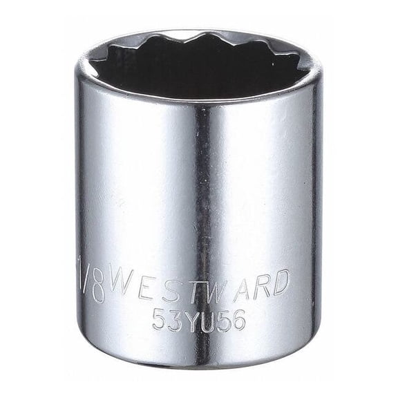 Westward Socket, Steel, Chrome, 1 1/8 in 53YU56