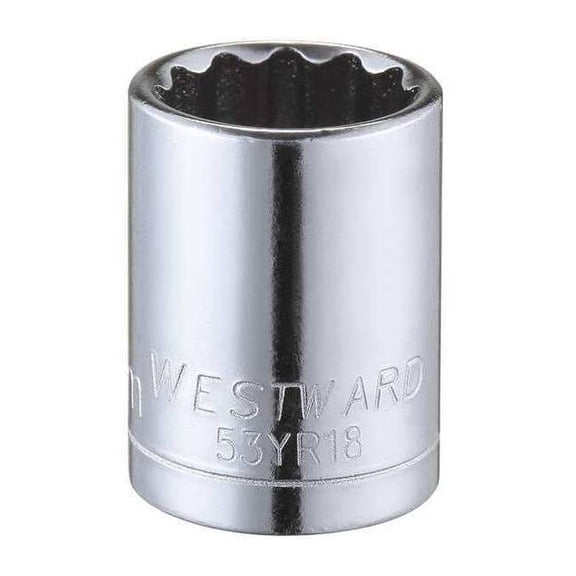 Westward Socket, Steel, Chrome, 12 mm 53YR18