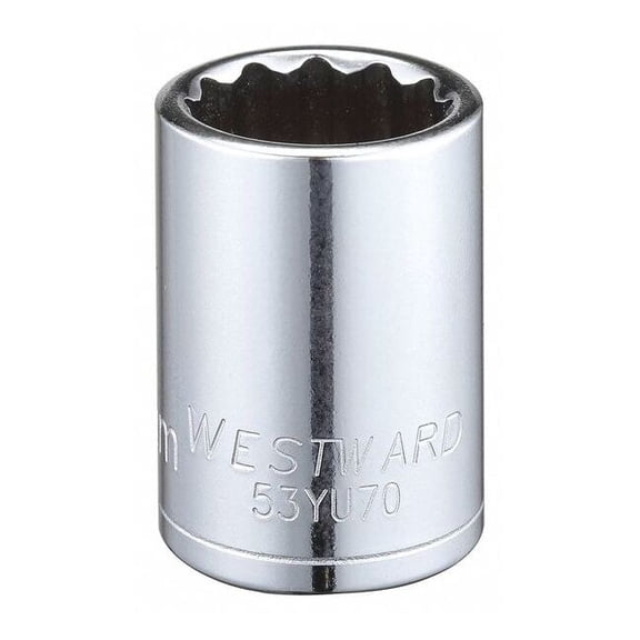 Westward 1/2" Drive, Metric Socket, 19mm Socket Sz, 12 Pts 53YU70