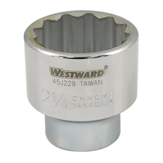 Westward Socket, Steel, Chrome, 2 1/4 in 45J229