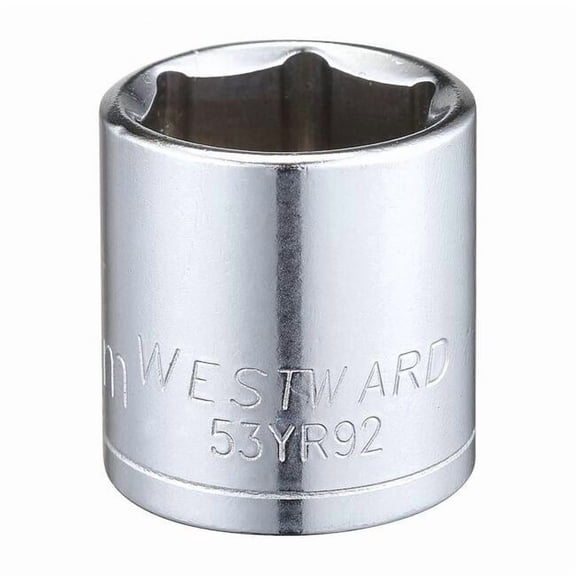 3/8 in Drive, 20mm Hex Metric Socket, 6 Points, Steel, Chrome, 20 mm 53YR92