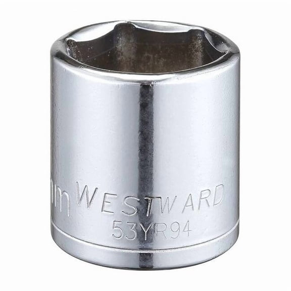 3/8 in Drive, 22mm Hex Metric Socket, 6 Points, Steel, Chrome, 22 mm 53YR94