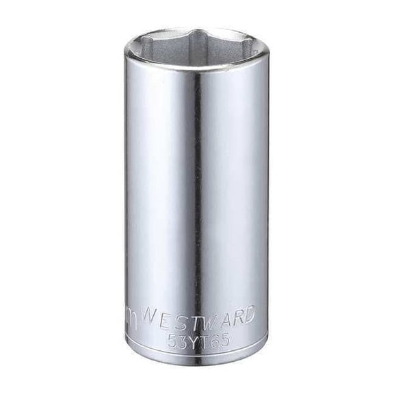 3/8 in Drive, 22mm Hex Metric, Socket, 6 Points, Steel, Chrome, 22 mm 53YT65