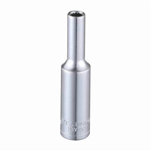 1/4 in Drive, 4mm Triple Square Metric, Socket, 12 Points, Steel, Chrome, 4 mm