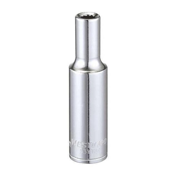 3/8 in Drive, 6mm Triple Square Metric Socket, 12 Points, Steel, Chrome, 6 mm