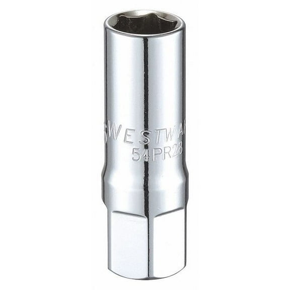 Westward Spark Plug Socket,9/16 in, Steel 54PR28