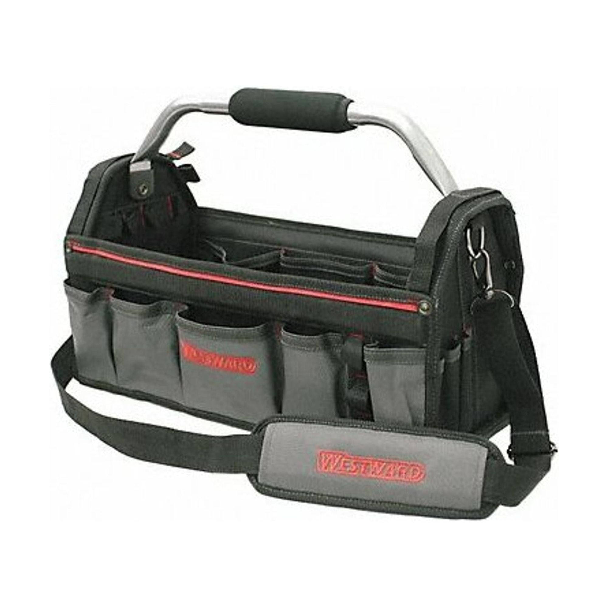 Black Polyester Electrician Tool Tote with 11 Pockets