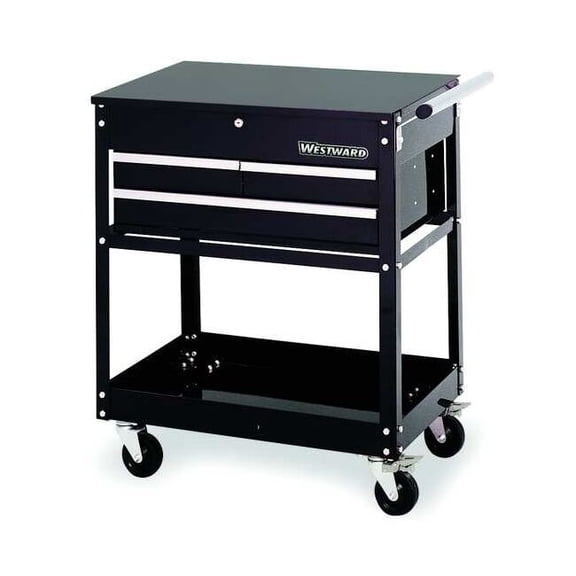 Tool Utility Cart, 3-Drawers, Gloss Black, Hinge, Keyed, 30" W x 20" D x 31" H