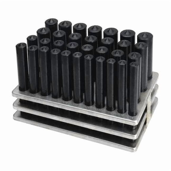 Westward Transfer Punch Set, 1/2 to 1 in, Steel, 33 Piece 22N850